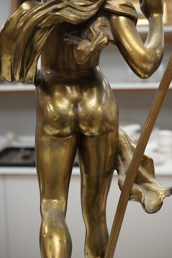 A 20th century brass figural table lamp, 81cm to top of figure